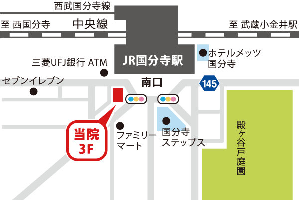 駅上部からの簡易的なアクセスマップのイラスト